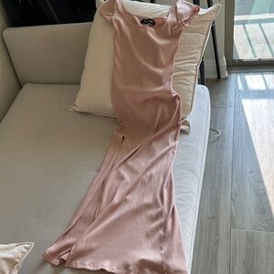 Reformation Light Pink Ribbed Midi Dress Small